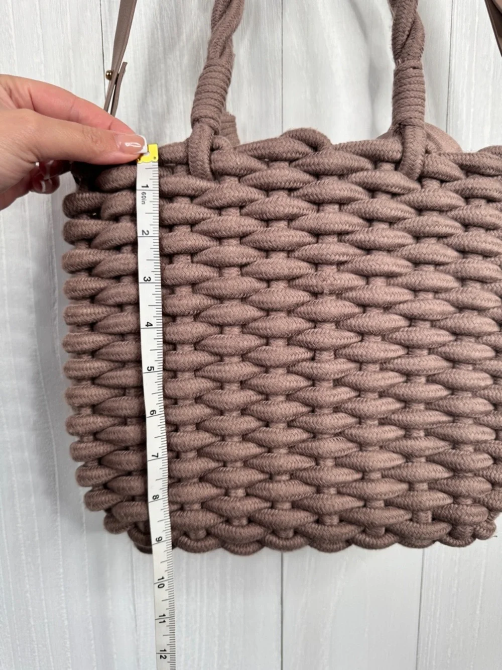 Zara Braided Rope Tote Bag in Taupe